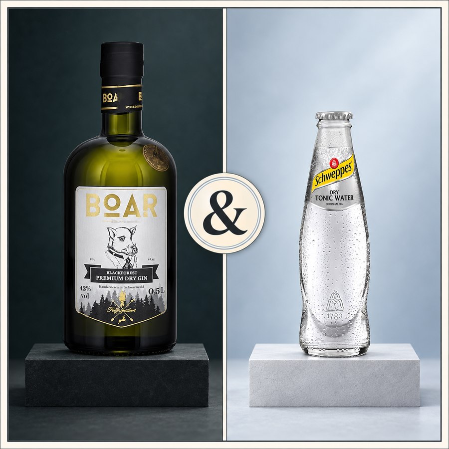 Boar Premium Dry Gin & Schweppes Indian Tonic Water (4/5)