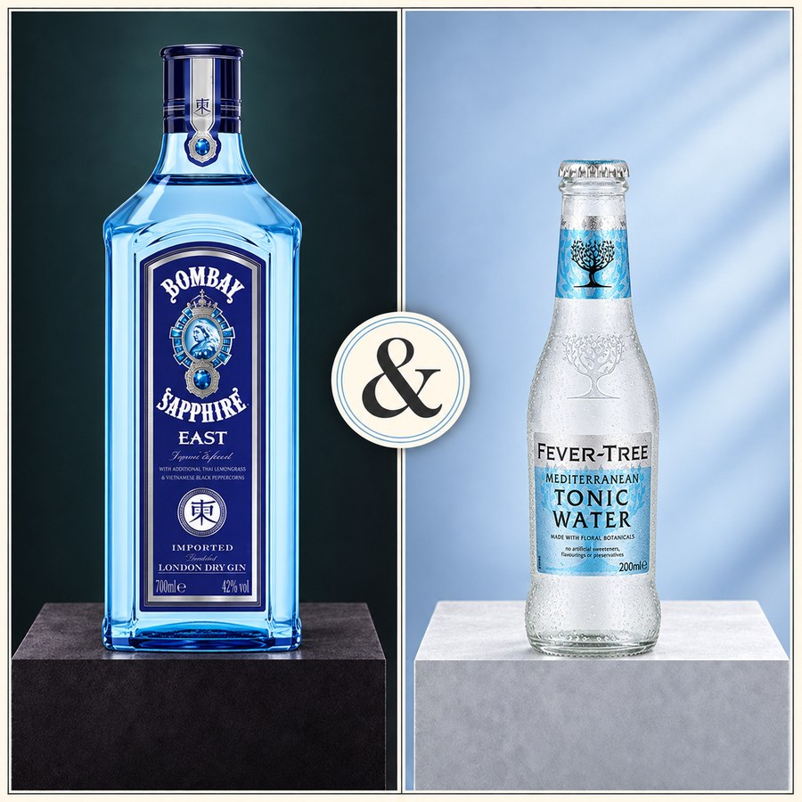 Bombay Sapphire East Gin & Fever-Tree Mediterranean Tonic Water (4/5)