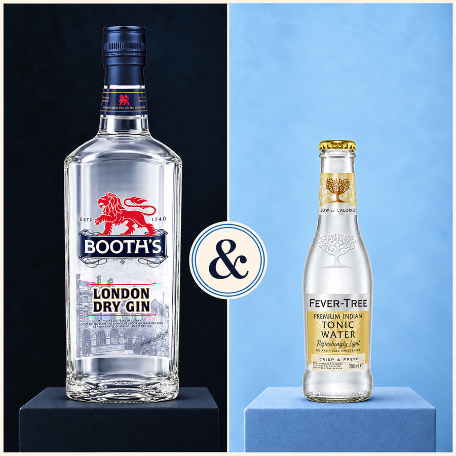 Booth's London Dry Gin & Fever Tree Premium Indian Tonic Water (4/5)
