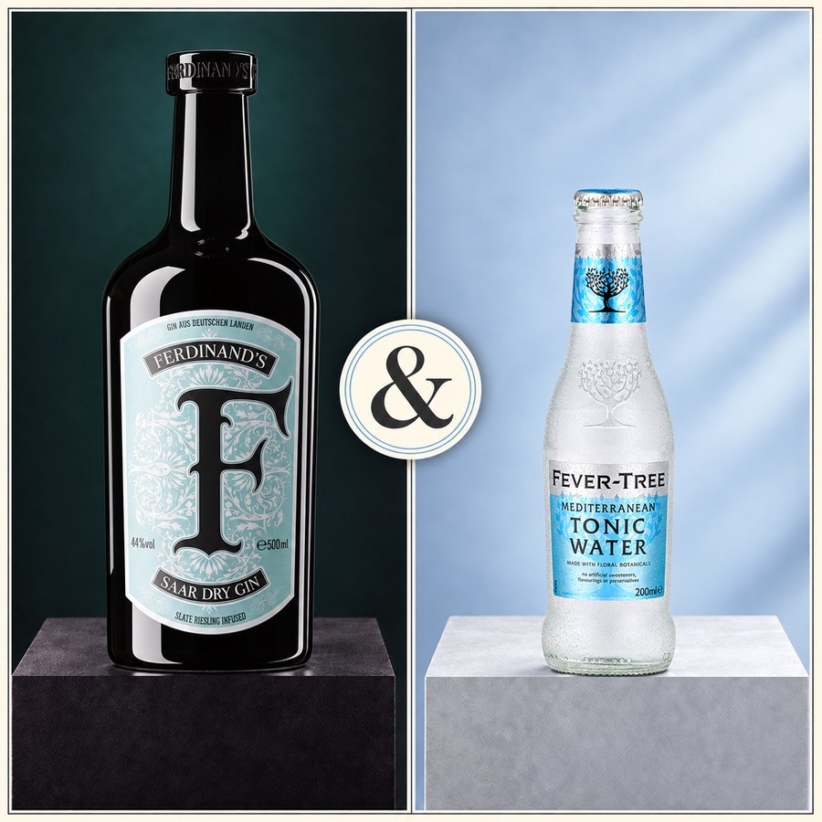 Ferdinand's Saar Dry Gin & Fever-Tree Mediterranean Tonic Water (4/5)