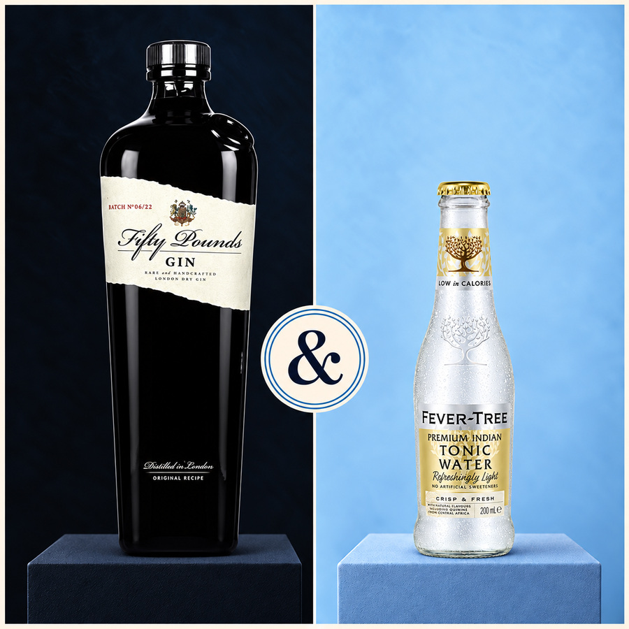 Fifty Pounds Gin & Fever Tree Premium Indian Tonic Water (4/5)