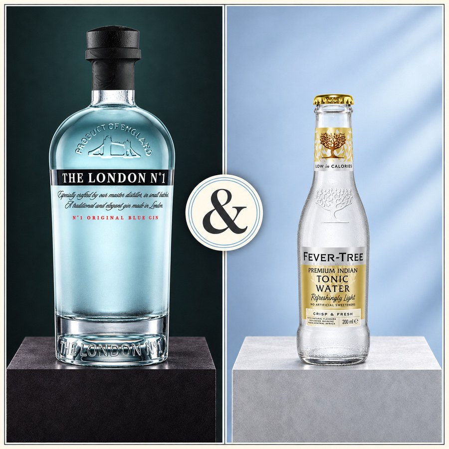 London No. 1 Original Blue Gin & Fever Tree Premium Indian Tonic Water (4/5)