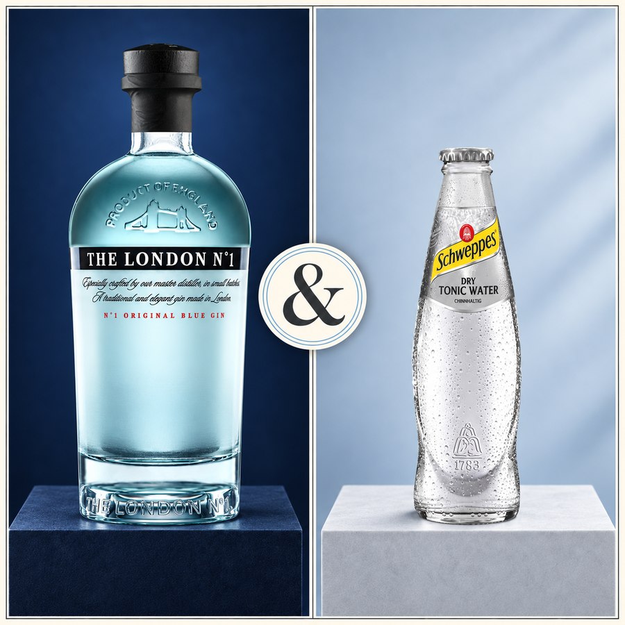 London No. 1 Original Blue Gin & Schweppes Indian Tonic Water (4/5)