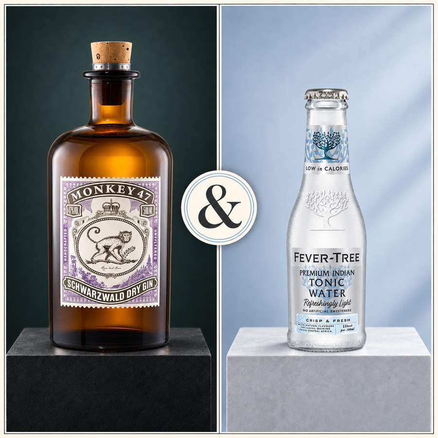 Monkey 47 Dry Gin & Fever-Tree Naturally Light Tonic Water (4/5)