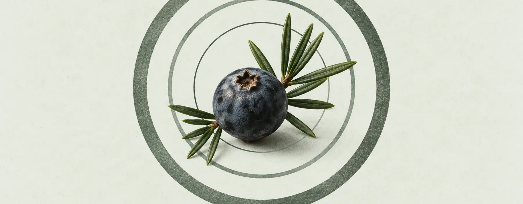 Wacholderbeere und Nadeln im Mittelpunkt konzentrischer Aromaringe